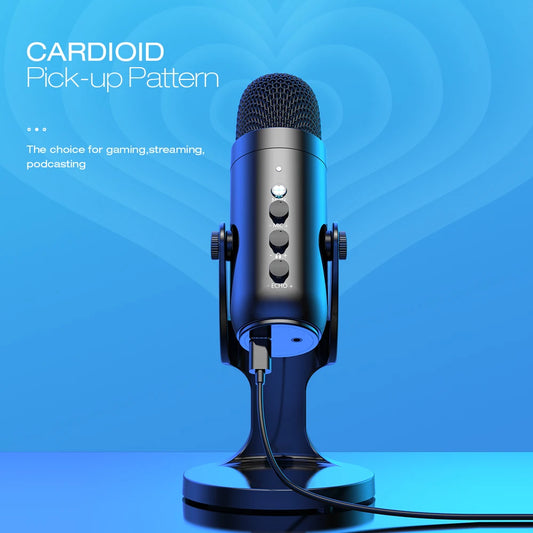 Haomuren Microphone USB pour PC Mac enregistrement de jeu flux Podcast, micro à condensateur d'ordinateur avec adaptateur de téléphone sortie casque