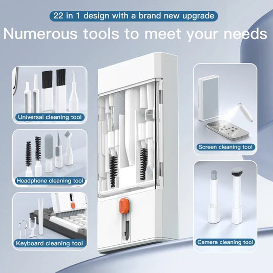 Kit de nettoyage multifonction 22 en 1, pour iPhone, AirPods, iPad, appareil photo numérique, clavier, écran de téléphone, écouteurs, outils de nettoyage