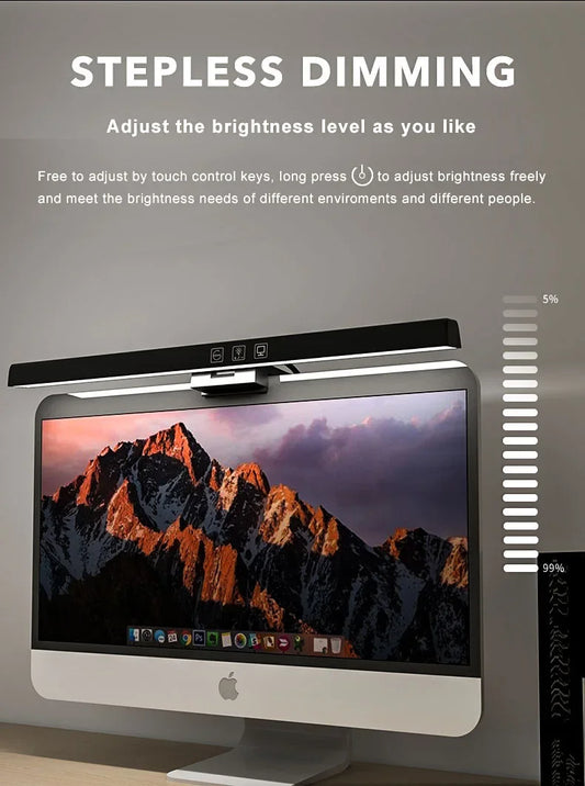 Barre lumineuse pour écran HOMEFISH 50 cm, lampe de bureau USB, gradation progressive, lumière de lecture suspendue pour écran, pour table d'étude