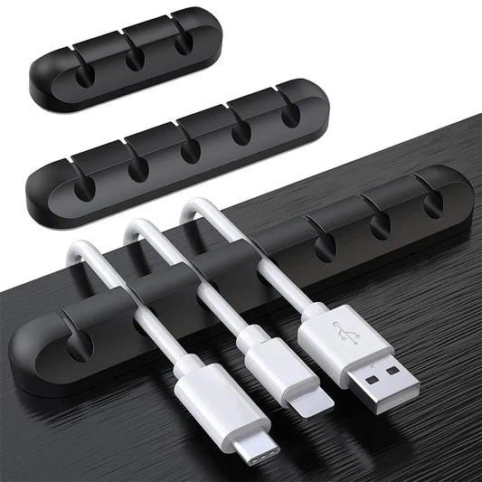 Enrouleur de câbles en Silicone, 3 5 7 trous, Clips de gestion de fils flexibles pour souris de bureau, clavier, écouteurs, câble USB